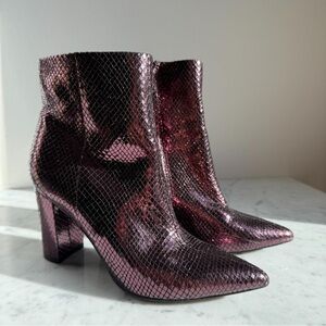 Marc Fisher Metallic Pink Heeled Boots